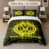 Custom Bedding Set Borussia Dortmund Pattern, Print Name Text 1 Duvet Cover plus 2 Pillowcases Home Textile