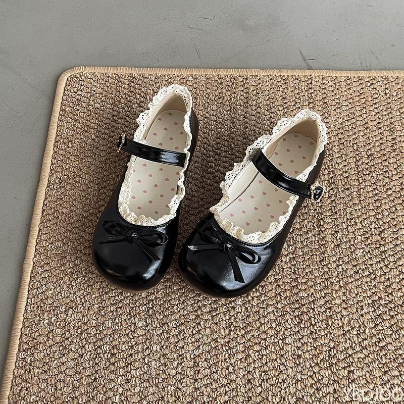 Fashion Spring 2025 New Round Head Shallow Mouth Butterfly Knot Soft Sole Non-slip Flat Shoes  Women's Fashionable versatile Shoes