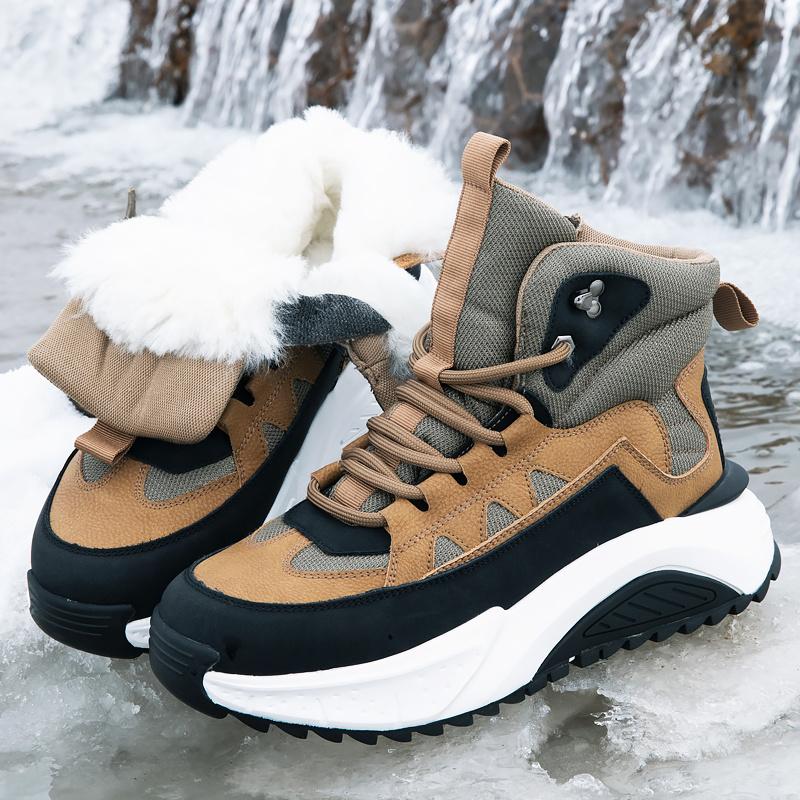 Thick-soled Men's Winter Boots, Mid-top Men's Hiking Shoes,  New Style Spring and Autumn Men's Outdoor Travel Casual Shoes