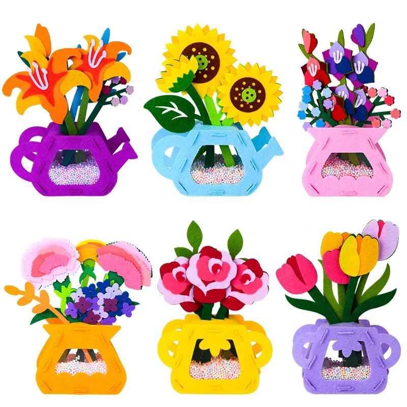 DO-IT-YOURSELF Flower Toys Montessori Arts Crafts Non-weaving Handicrafts Flowerpot Playthings Ideal for