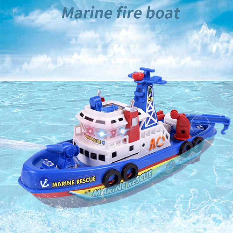 Kinder Feuer Boot mit Musik kreative batteriebetriebene elektrische Wasser Spray Boot Spielzeug Geburtstagsgeschenke