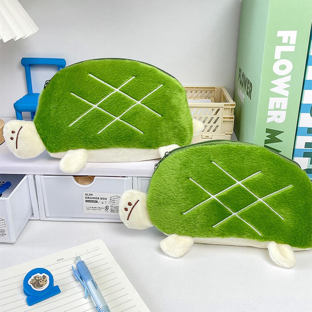 Cartoon Tortoise Pencil Case Lovely Pen Holders Pen Bag Plush Pencil Bag Pen Case Pen Pouch Large Capacity Pencil Pouch