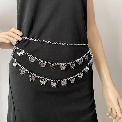 Hip Hop Punk Metal Butterfly Pendant Body Chain Temperament Fashion Versatile Multi-layer Waist Chain Women