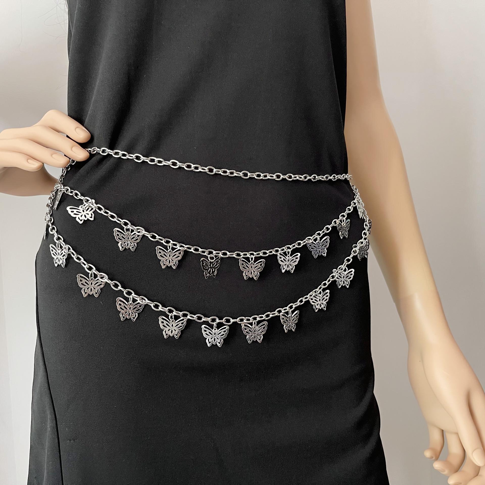 Hip Hop Punk Metal Butterfly Pendant Body Chain Temperament Fashion Versatile Multi-layer Waist Chain Women