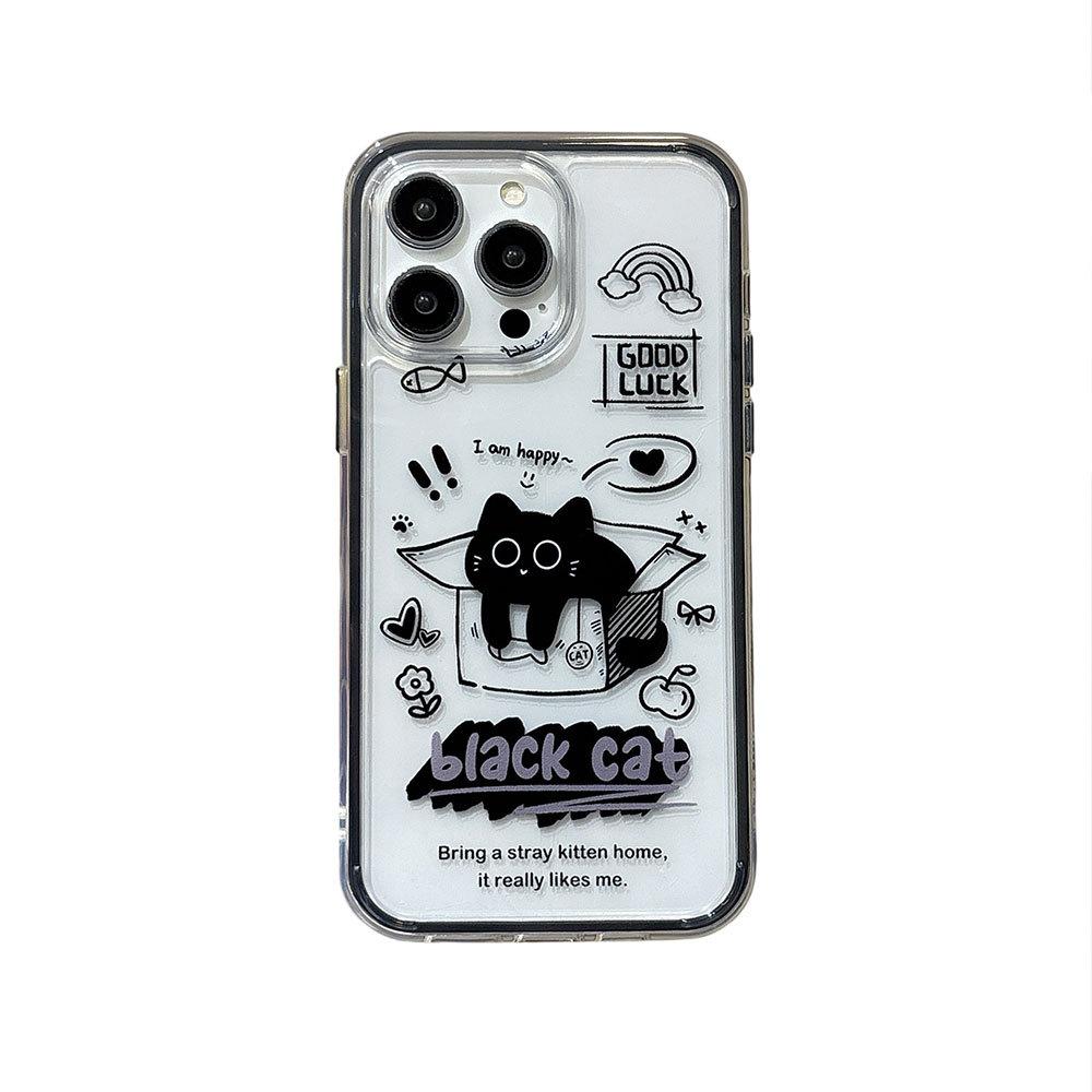 Carton kitten suitable for Apple 17 mobile phone case acrylic two-in-one iphone16promax anti-drop protective cover