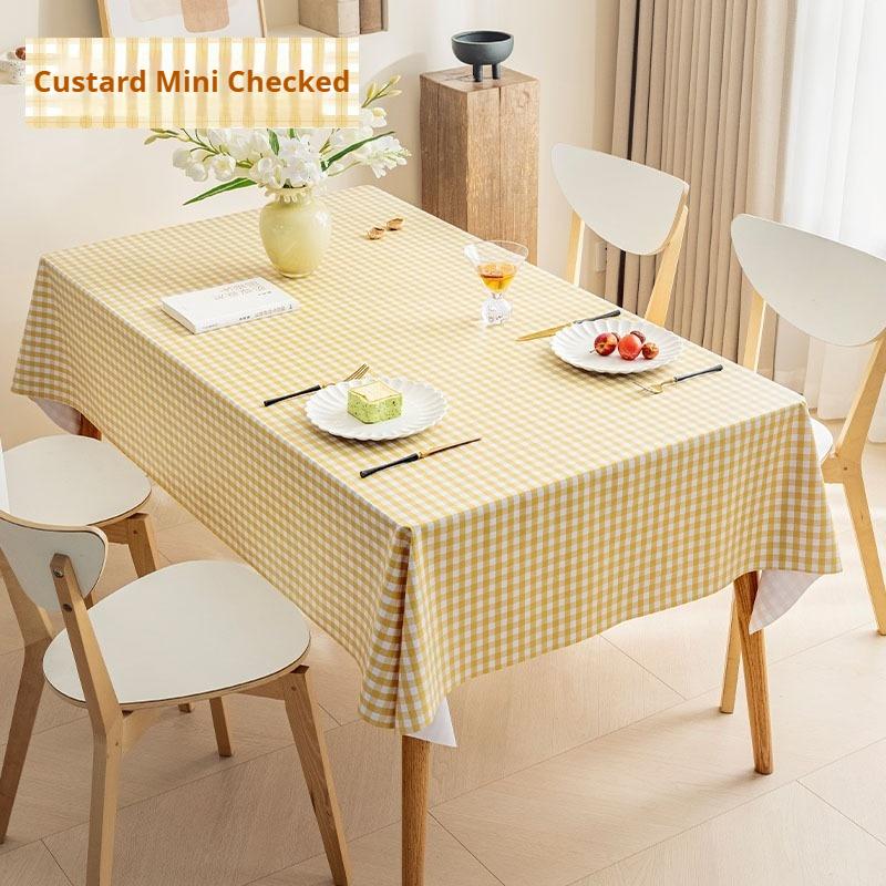 Waterproof and Oil-proof Solid Color PVC Table Cloth Anti-scalding and Washable Plaid Table Cloth Simple Rectangular Round Table Cover Cloth