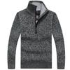 Sweater Men's Fleece Thick Clothing Knit Sweater Loose Pullover Stand-up Collar Half-zipper Big Line Coat Plus Size