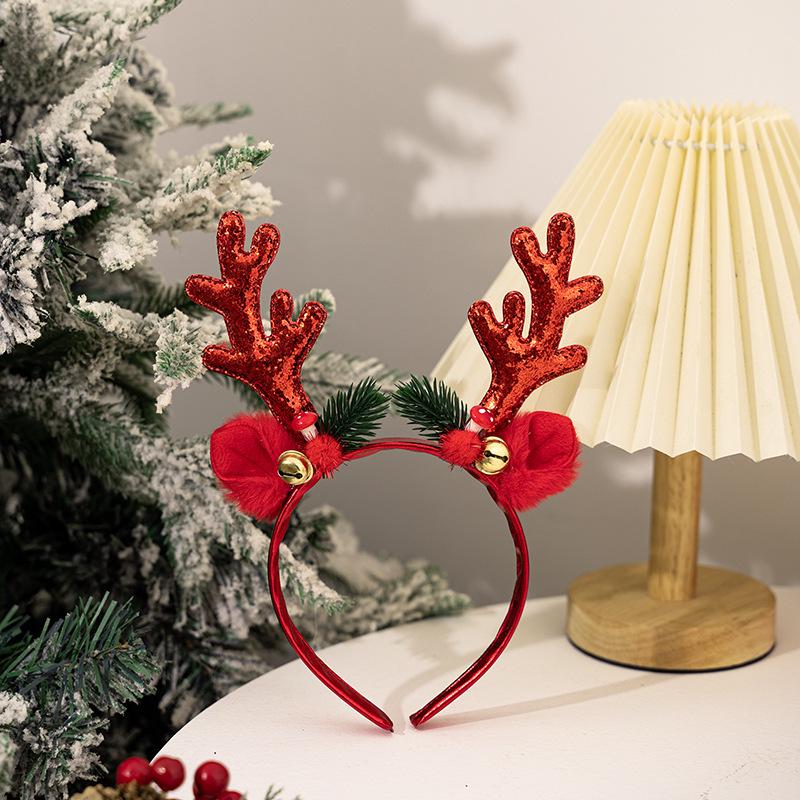 

European & American Style Christmas Antler Headband with Bells - Trendy Wind-Inspired Christmas Party Accessory