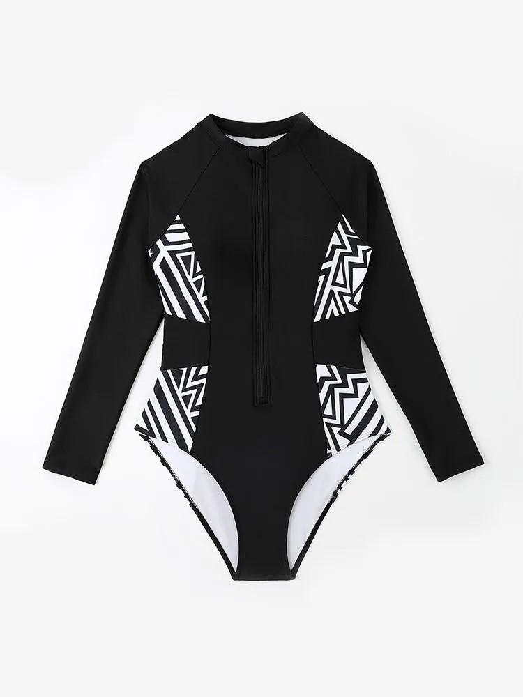 Strój kąpielowy Damski Kombinezon do surfowania Długi rękaw Jednoczęściowy strój kąpielowy Damski Konserwatywny Kombinezon do nurkowania