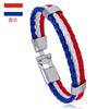 Geflochtene Flaggenfarbe Lederarmband PU Kunstleder Manschette Fußball Weltmeisterschaft Land Armband Unisex Schmuck