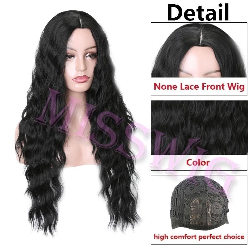 Krásná černá syntetická paruka s dlouhými vlasy pro ženy