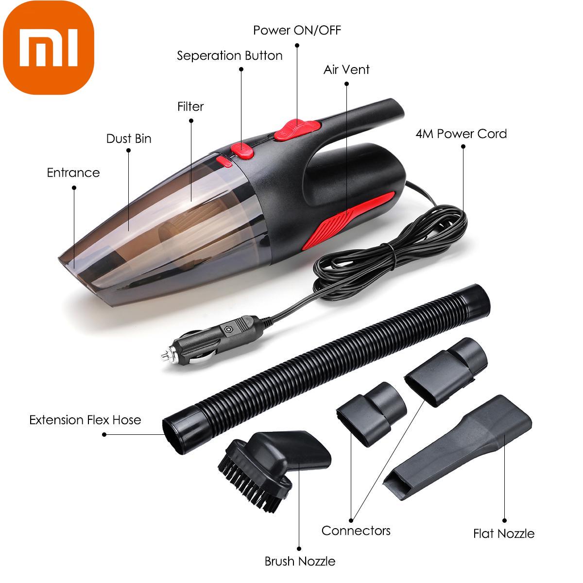 

Автомобильный пылесос Xiaomi 120 Вт, 12 В, мощный, 5000 PA, портативный, 4 м, ручные бытовые аксессуары, инструмент для влажной и сухой уборки с 2 насадками