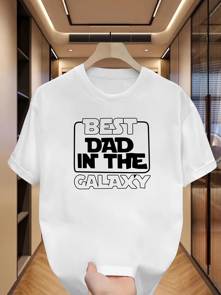 Mens Summer 100 Cotton T Shirt Printed with The Galaxys Best Dad Pattern The Best Fathers Day Gift for Boyfriends Father