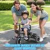 Toddler Tricycle Children Trike Kids with Adjustable Push Handle Removable Canopy Safety Harness Child Music Headlight Storage Basket,