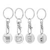 Set of 4 Shopping Trolley Coin Key Holder Shopping Coin Keyrings Carts Tokens Keyring Stainless Steel Texture for Daily