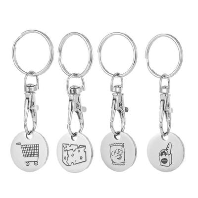 Set von 4 Einkaufswagenmünz-Schlüsselanhängern Einkaufswagenmünz-Schlüsselanhänger Einkaufswagenmarken Schlüsselanhänger Edelstahlstruktur für den täglichen Gebrauch