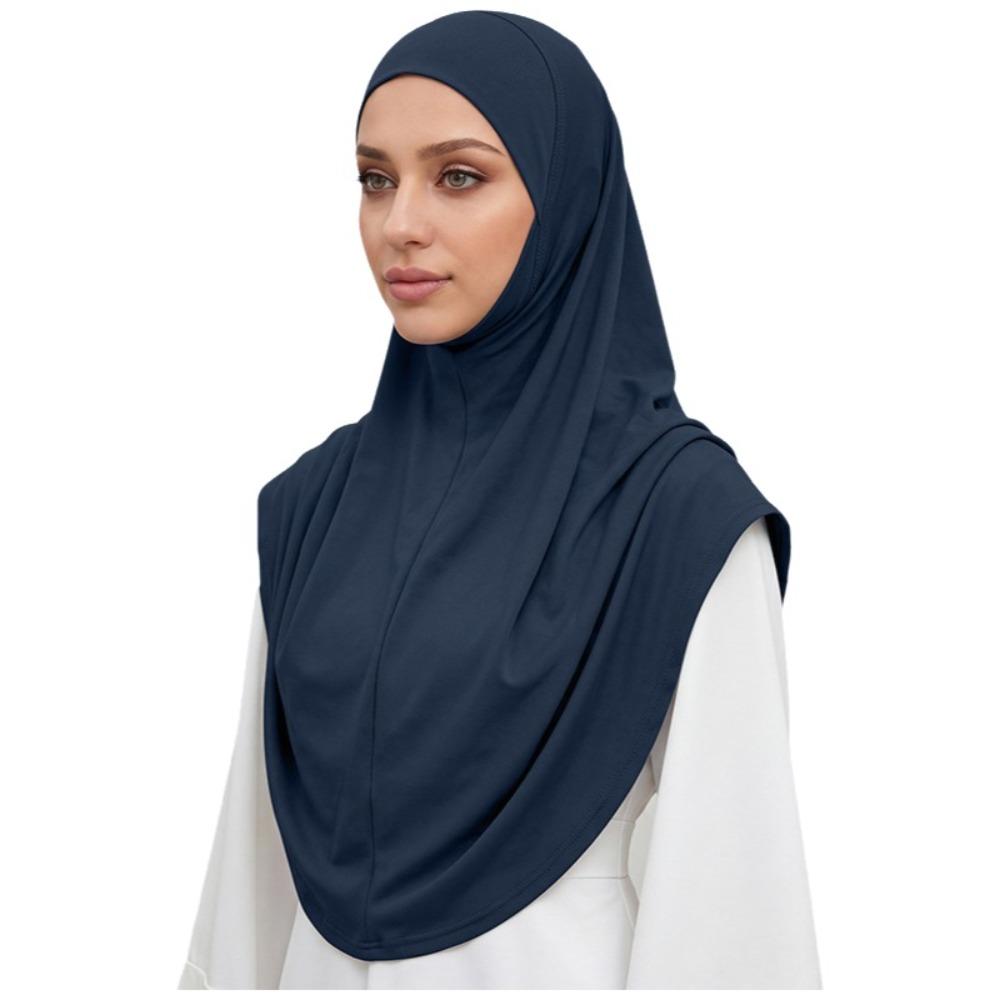 Full Coverage Instant Hijab Draped Design Prayer Hijab New Instant Turbans Daily Wear темно-синий