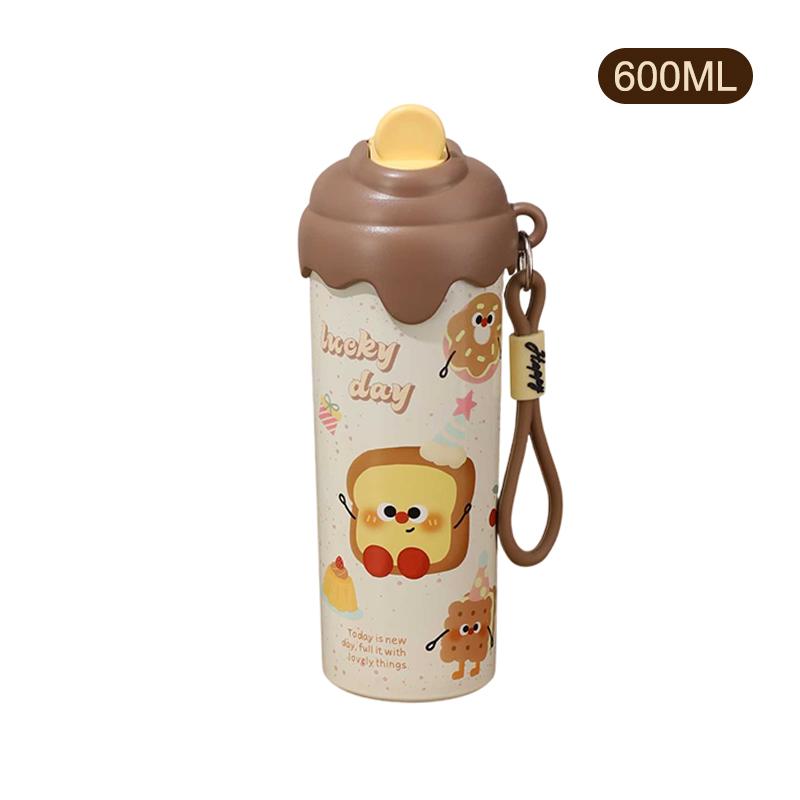 600Ml 201Stainless Steel Water Bottle Keeps Drinks  Or Cold Large Capacity Cute And Trendy Design Convenient Carrying