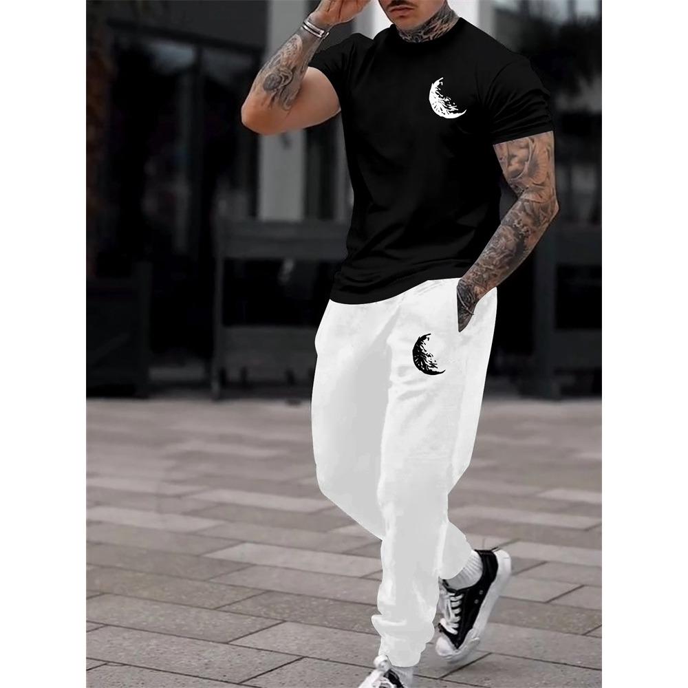 Casual Men's Casual Men's Short-sleeved Shirt and Long Pants, a Fashionable Street Style Two-piece Set