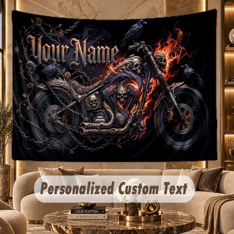Motorradfahrer (81) Thema Personalisierte Wandteppich Benutzerdefinierter Name Text Wandbehang Tapisserie Haus Hintergrund Dekoration