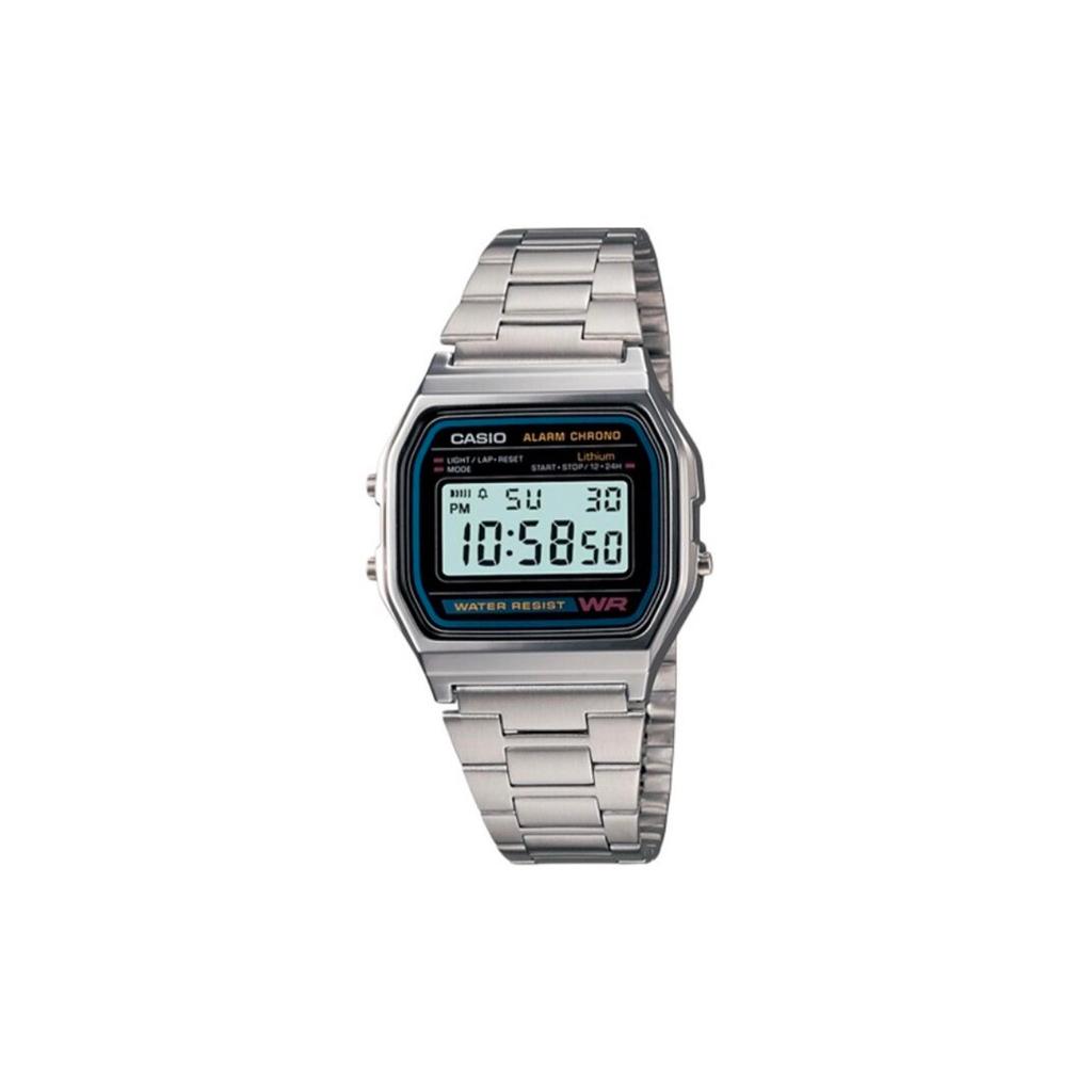 CASIO Custom Collection Quartz Movement Leather Strap Watch Unisex Green Dial A158WA-1(Watch1100--)