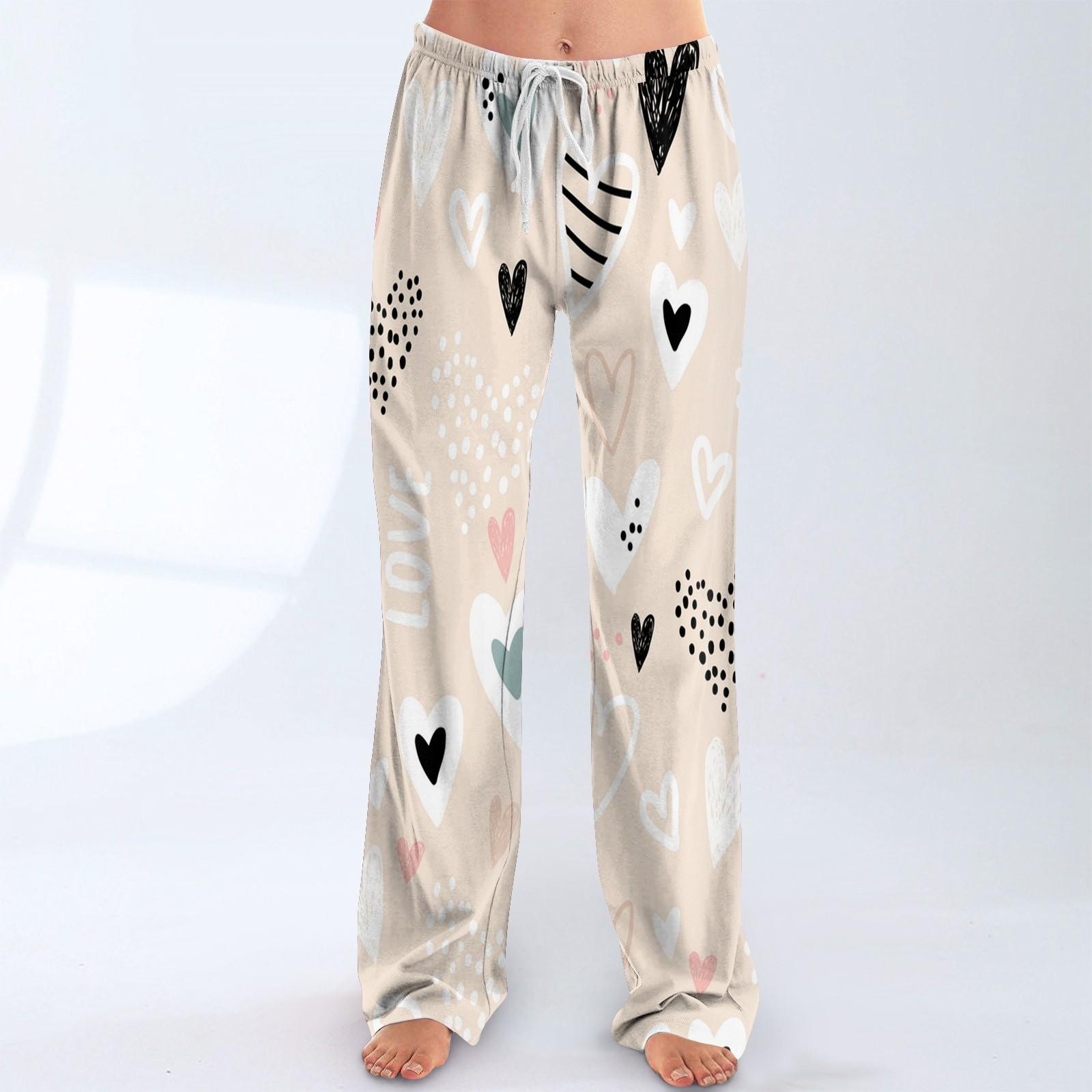 

Женские пижамные штаны, одежда для сна, повседневные брюки с эластичной резинкой на талии, удобные прямые свободные брюки для йоги L белый