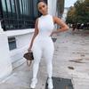 2025 Women's Slim Fit Sleeveless Yoga Jumpsuit - Solid Color, High Elasticity, Casual Sportswear