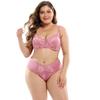 Plus Size Dessous-Set mit Bügel aus floraler Spitze, transparenter BH-Anzug, sexy EF-Cup, dünner Bralette, unsichtbarer BH