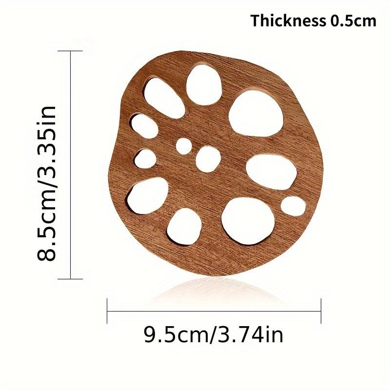 5/10pcs Elegant Lotus Root Design Coasters Heat-Resistant Natural Brown Wooden Surface for Hot Drinks Kitchen Dining Table Decor