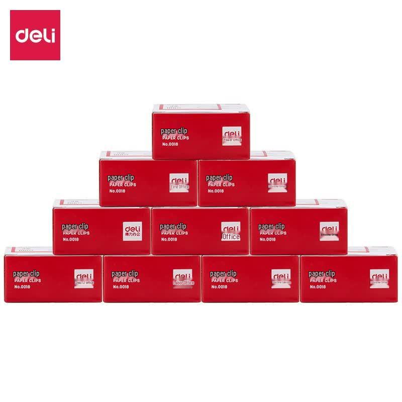 Deli 0018 #3 Nickel-Plated Metal Paper Clips, 5-Box Pack