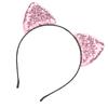 Reversible Sequin Cat Ears Headband Shiny Cat Ear Hair Hoops Women S Kitty Hair AccessoriesPink
