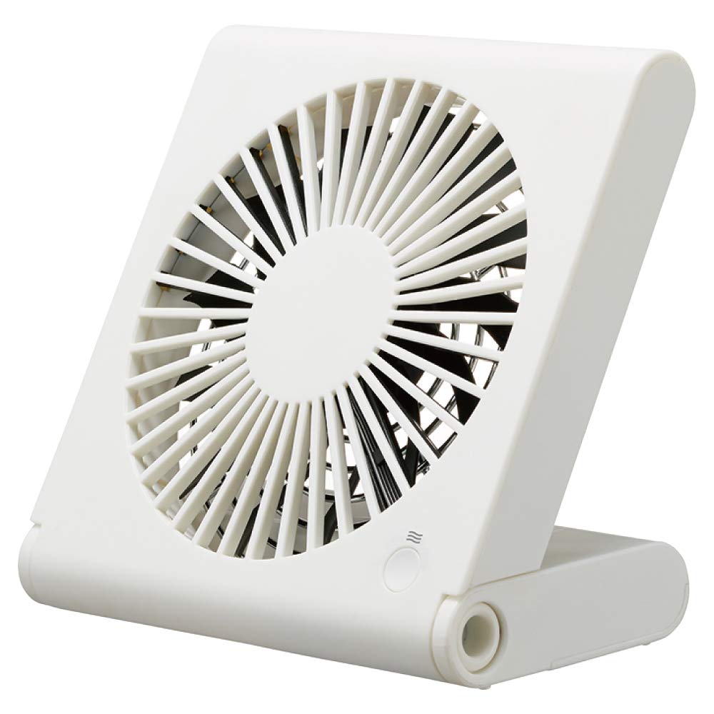 Doshisha Slim Compact Desk 3 Power Sources 3 Airflow Pieria White Fan, (AC, USB, Battery), Settings, Quiet,