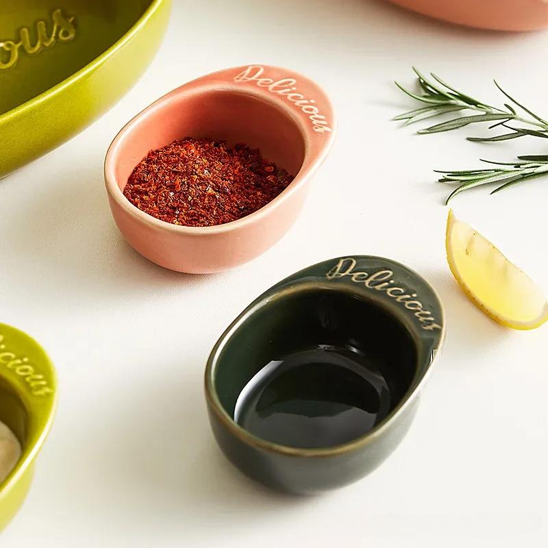 Nordic Ceramic Dry Dipping Dish Home Creative Sauce Dish Hot Pot Barbecue Seasoning Dish Soy Sauce Vinegar Small Plate Dish