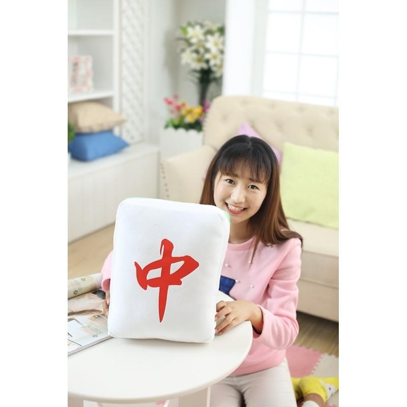 Mahjong Themed Plush Pillow Toy With Pp Cotton Filling For Home Decor Gift Special Characters Included