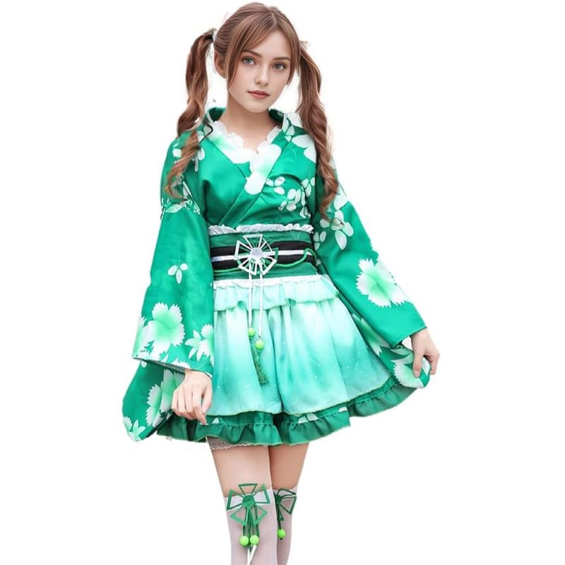 Japonské Mini Roztomilé Krátké Kimono Oiran Perfektní pro Letní Festivaly a Ohňostroje Cosplay Kostým [BLESSUME] Kostým, Yukata, Bunda, Šaty, Šaty,