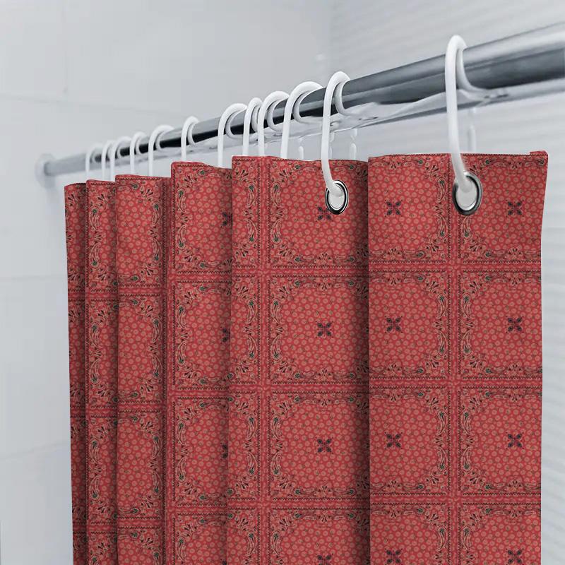Rustic Red Bandana: Classic Western Pattern Shower Curtain For A Vintage And Bold Bathroom Dcor