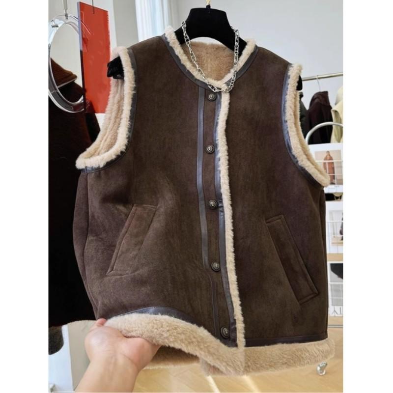 Women's Fall/Winter Korean-Style Vest-Style Sleeveless Jacket with Buttons