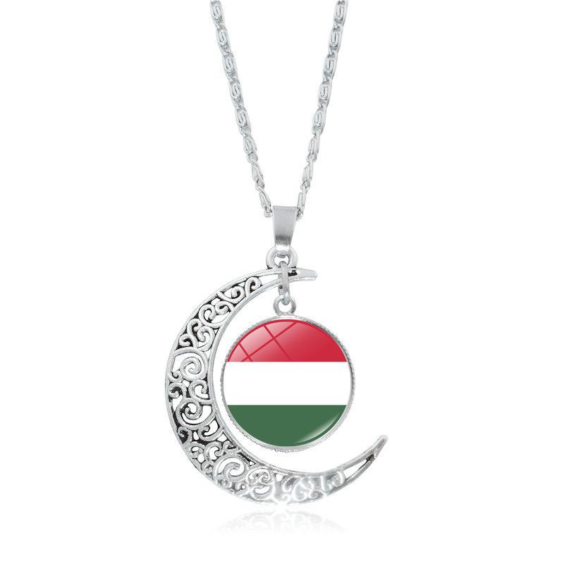 European Cup Top 24 National Flag Moon Women's Versatile Fashion Accessories Pendant Necklace