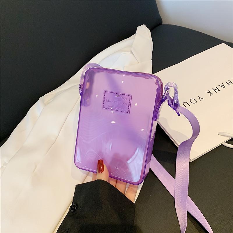Fashionable PVC Messenger Bag Transparent Shoulder Bag Waterproof Square Bag Handbag Phone Bag Women Lipstick Key Storage Bag