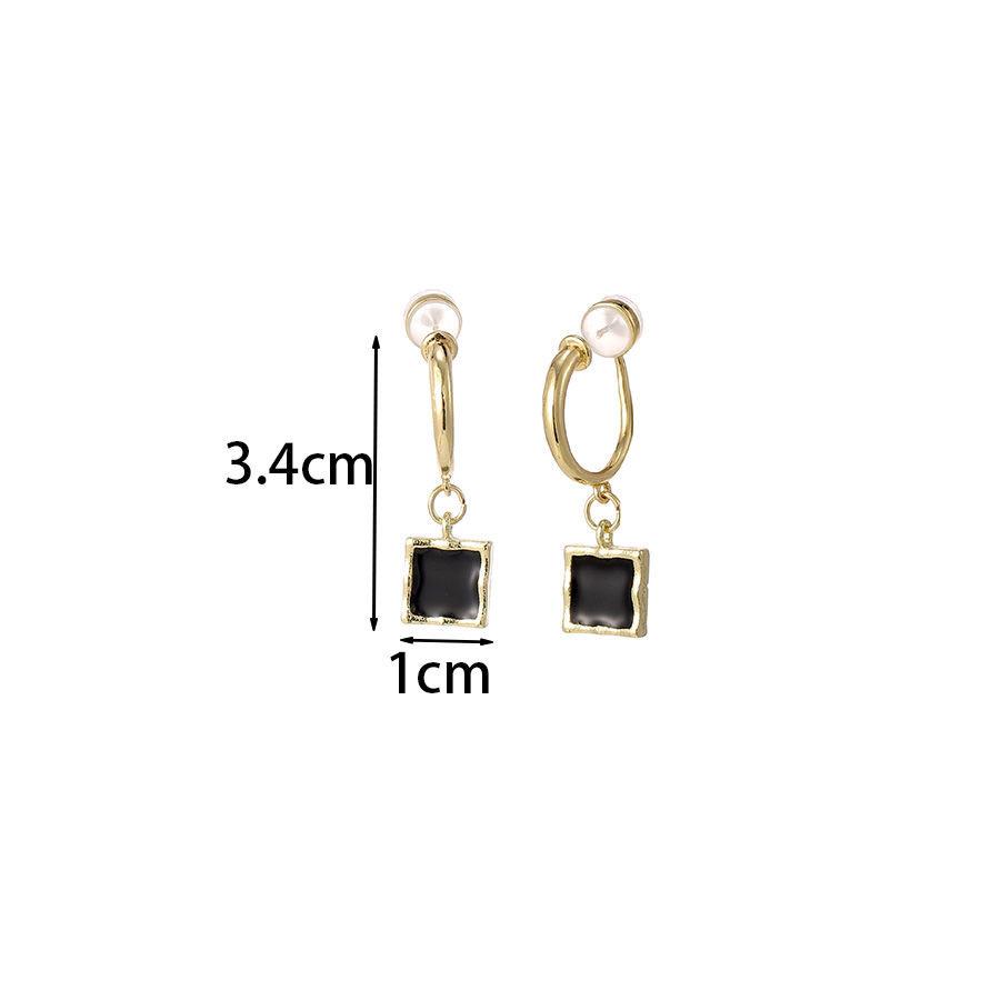 No Piercing Clip pentru ureche Cercei negri Cercei cu clip pătrați de lux Cercei noi