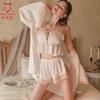 Sexy Underwear Ice Silk Comfortable Split Shorts Set Female Sexy Waist Thin Suspender Nightgown Loungewear