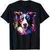 Watercolor Colorful Border Collie Dog Men Women Girls Kids T-Shirt