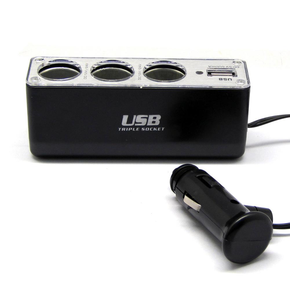 2V/24V 3 Way Multi Socket Car Cigarette Lighter Splitter Car Adapter Accessories Port Plug Char P4B9