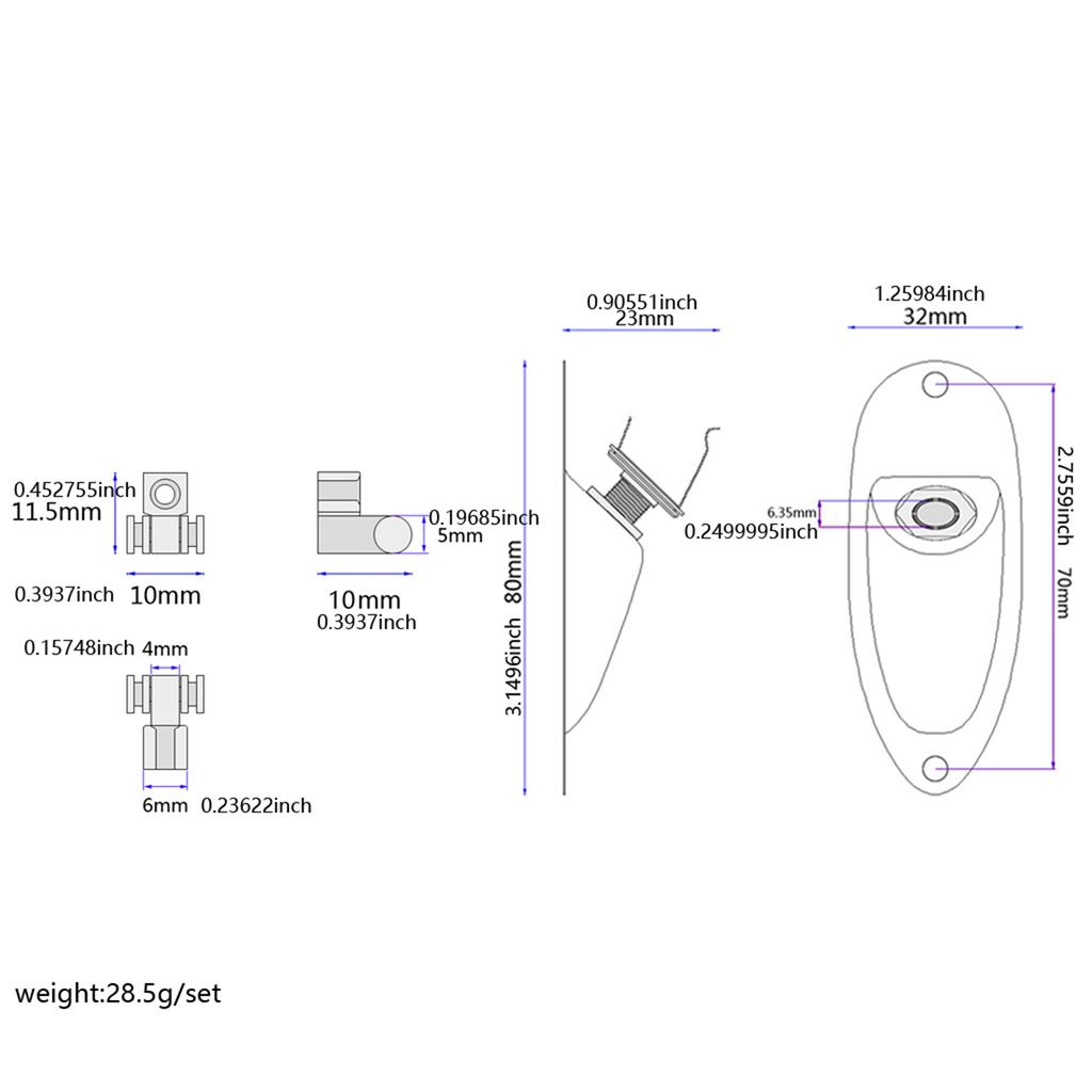 Electric Guitar Boat Style Output Jack Socket Plate Guitar Input Jack 1