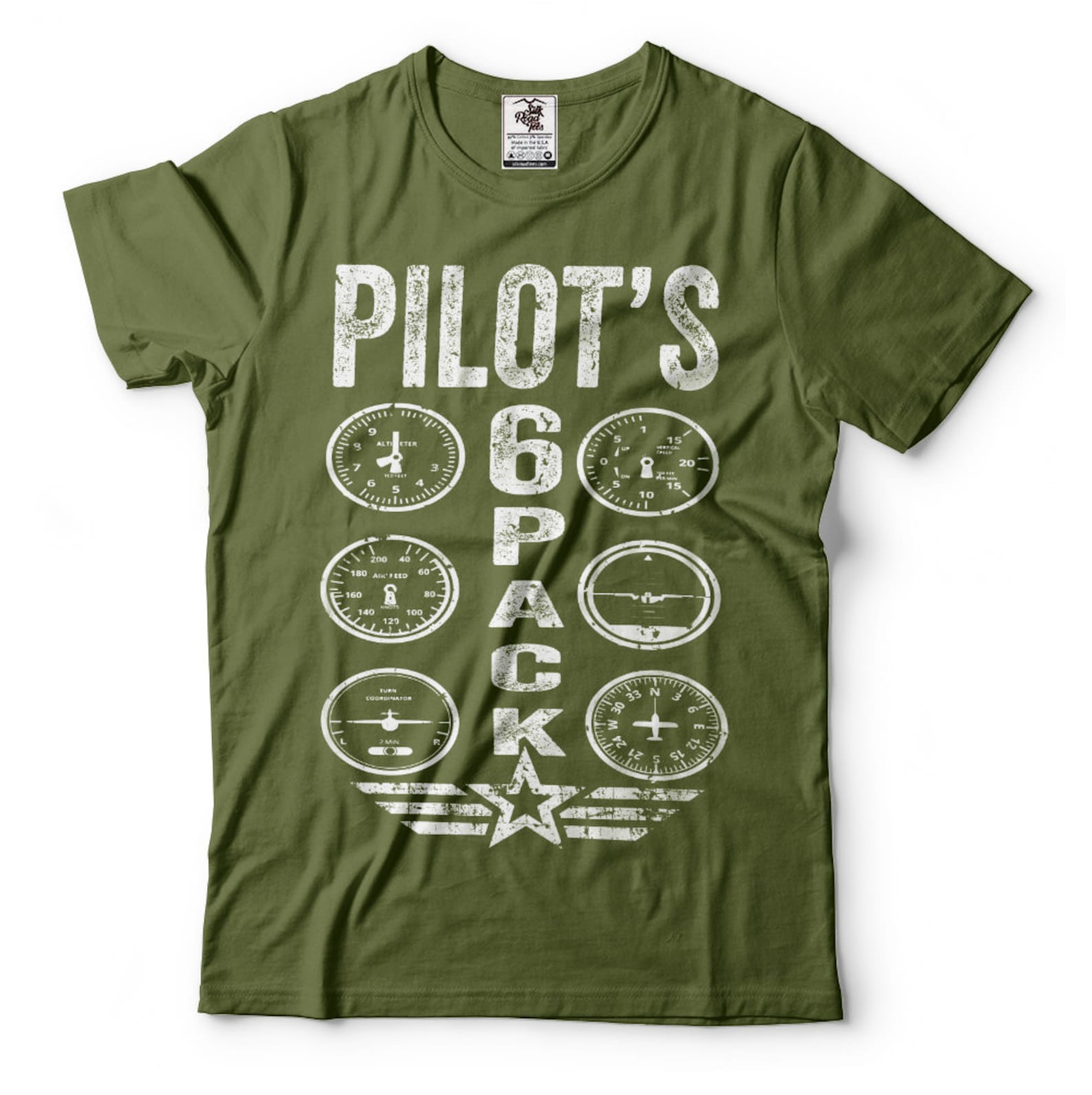 Pilot 6-Pack T-Shirt: Funny Flight Instructor Tee L