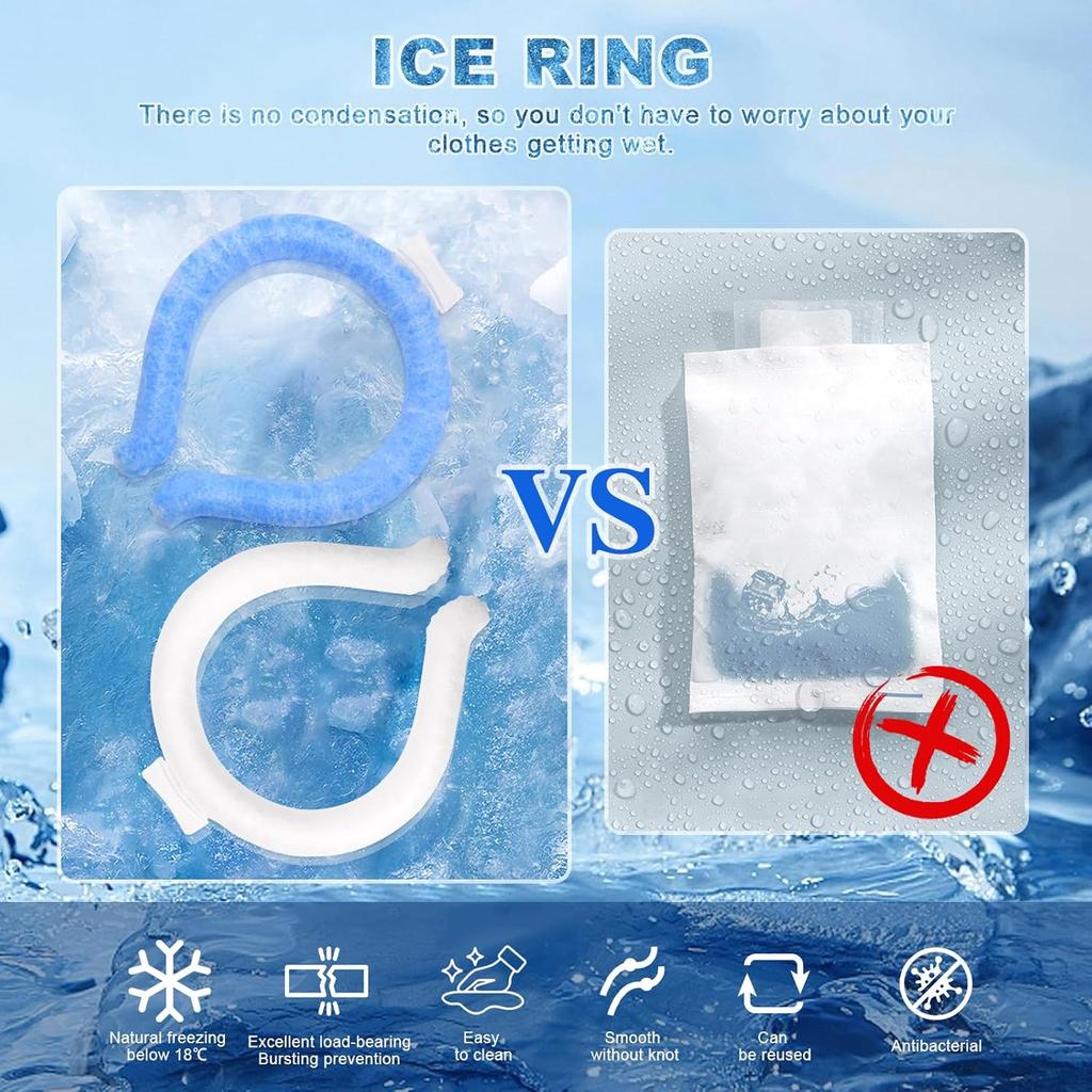 Neck Cooling Tube, Portable Wearable Cooling Neck Wraps Freezes Below 64°F, Reusable Ice Ring Body Cooling Products for Indoor Outdoor Sports