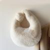 Solid Color Plush Dumpling Bag Simple Style Niche Design Faux Fur Handbag Tote Small Women's Underarm Hobo Bag
