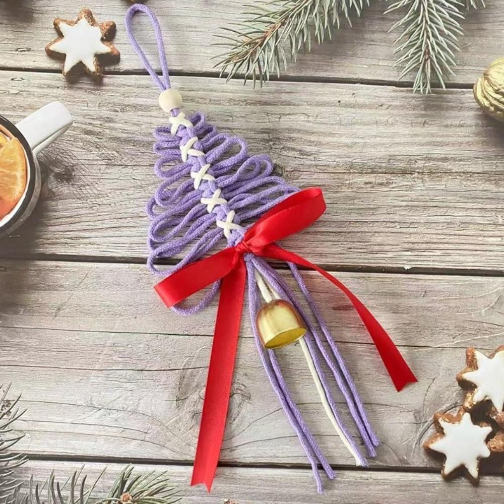 Handwoven Tree Shaped Pendant Cotton Wall Hanging Xmas Hanging Ornaments Festive Atmosphere Christmas Tree Decorations