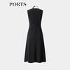 PORTS Women's Black Printed Scarf-Trim Dress