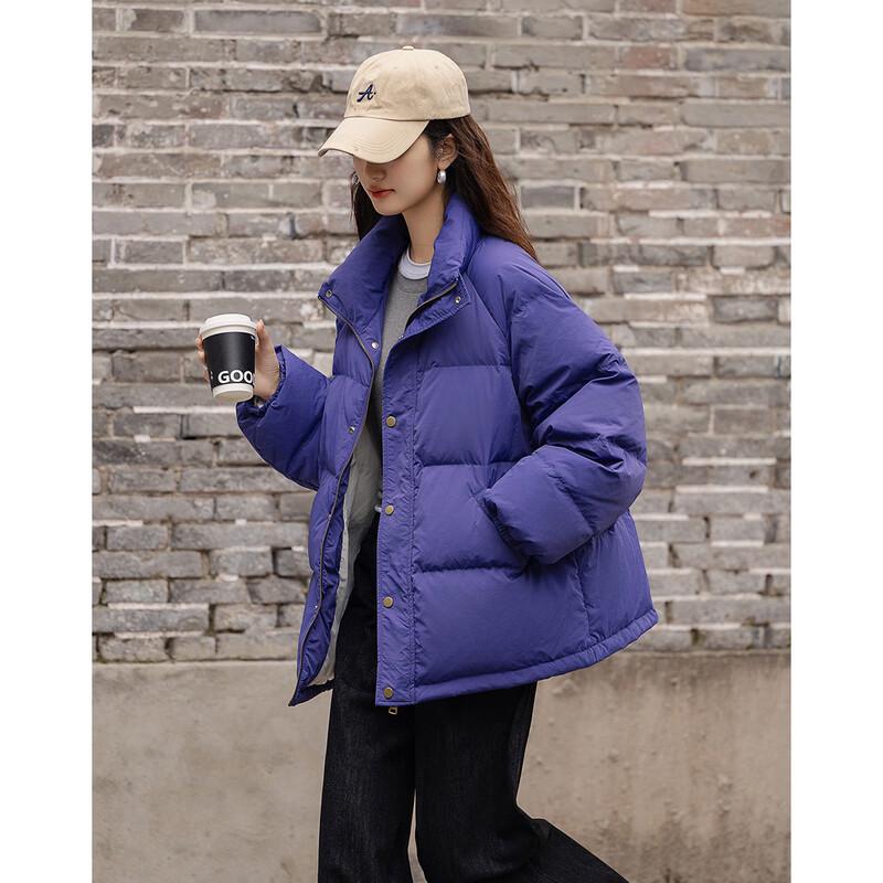 Demana Women's Lightweight Retro Stand Collar Duck Down Puffer Jacket